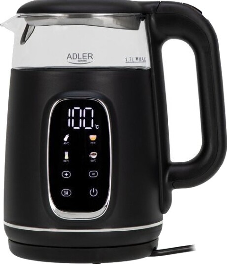 Adler AD 1305 Vannkoker med temperaturkontroll 1,7L Svart/Sølv