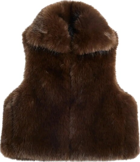 J. Lindeberg Daria Faux Fur Ball Vest   SEAL BROWN   S