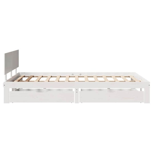 Sengeramme med skuffer hvit 140x190 cm heltre furu 8721102943669