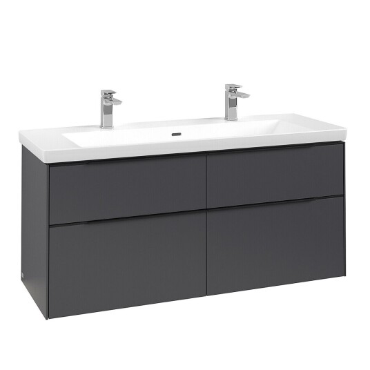 Villeroy & Boch Subway 3.0 Servantskap m/4 skuffer 1272x576x478 mm Grafitt Matt