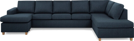 Crazy 5 seters Høyrevendt U formet X Large Sofa med Divan og Sjeselong i Stoff Blå