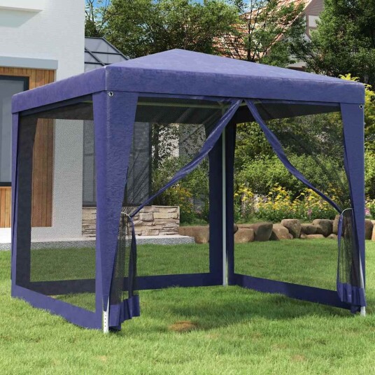 vidaXL Festtelt med 4 sidevegger av netting blå 2,5x2,5 m HDPE vidaXL Festtelt med 4 sidevegger av netting blå 2,5x2,5 m HDPE