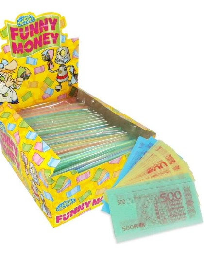 24 stk Spiselige Pengesedler fra Crazy Candy Factory Hel Eske 336 gram
