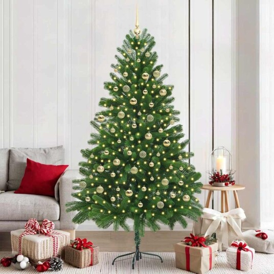 Juletre med 300 LED med stativ grønn 210 cm PE Juletre med 300 LED med stativ grønn 210 cm PE