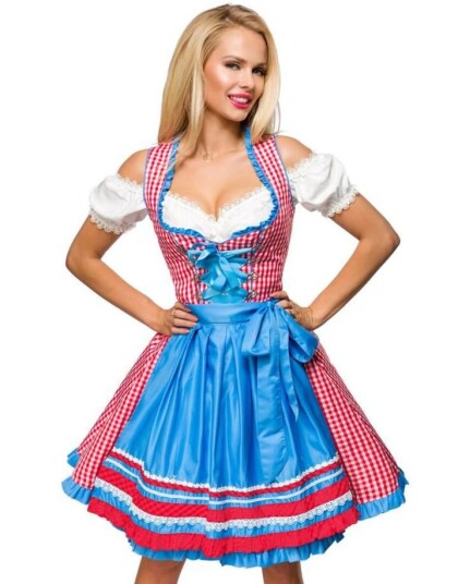 Tradisjonelt Dirndl Oktoberfestkjole med Forkle XL