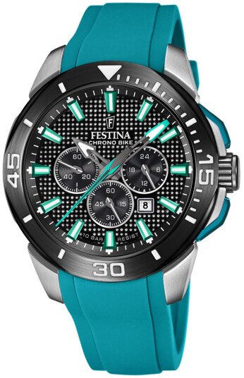 Festina Herreklokke F20642 3 Chrono Bike Sort/Gummi Ø47 mm