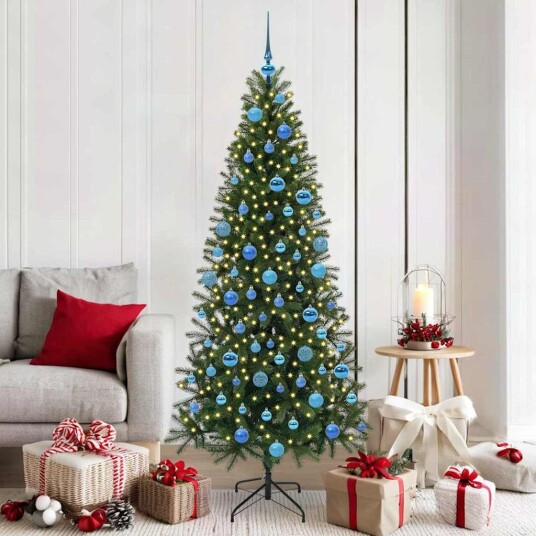  Kunstig juletre med 300 LED med stativ grønn 180 cm PE og PVC
