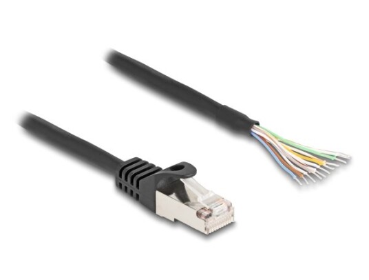 Delock - Nettverkskabel - Rj-50 (Hann) Til Uisolert Tråd - 25 Cm - S/Ftp - Formstøpt Uten Hindringer - Svart