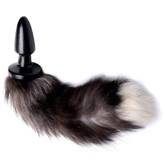 Tailz Grey Fox Tail Analplugg      - Svart