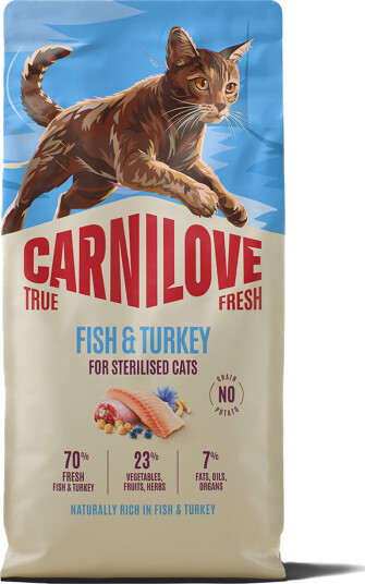 Carnilove True Fresh Tørrfôr til Steriliserte Katter med Fisk og Kalkun 2 kg