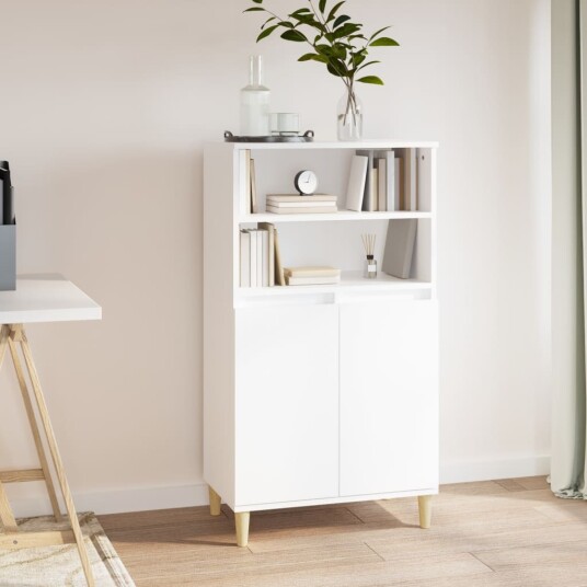 Highboard hvit 60x36x110 cm konstruert tre