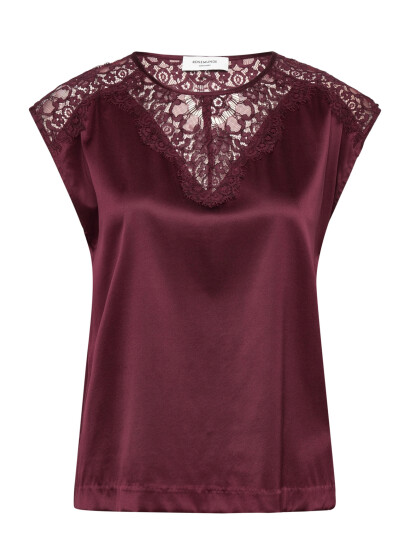 Rosemunde Rwjade Silk Sl Lace Top - Burgundy - 42
