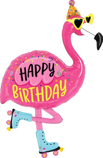 Ballongkungen Folieballong Flamingo Birthday 25528