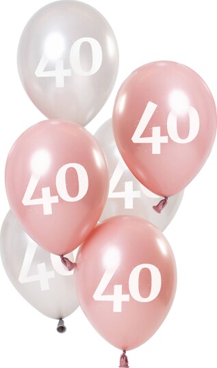 Folat Ballonger Rosa Hvit 40 År 6-pakning 68540