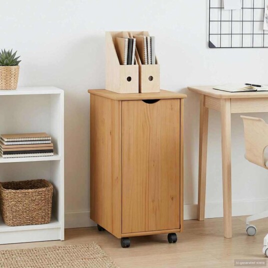 vidaXL Rullende skap Honning brun 34 x 39 x 65,5 cm Massiv furu