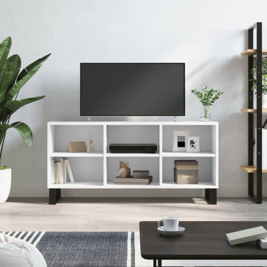 TV benk hvit 103,5x30x50 cm konstruert tre TV benk hvit 103,5x30x50 cm konstruert tre