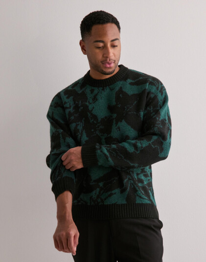 Jack & Jones Jorollie Knit Crew Neck Sn Strikkegensere Svart Jack & Jones Jorollie Knit Crew Neck Sn Strikkegensere Svart