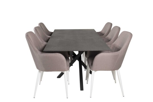 Venture Design Piazza & Comfort spisegruppe Grå/grå 6 st stoler & bord 180 x 90 cm