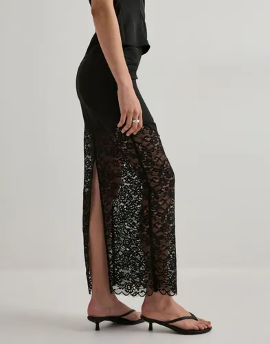 Nelly - Svart - Satin Lace Skirt