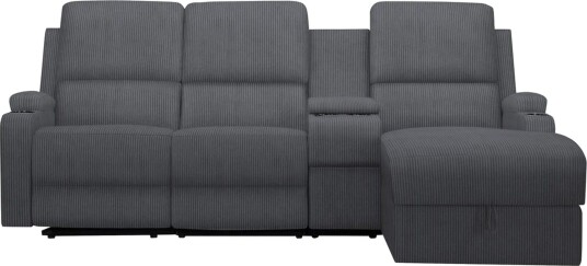 Reclinersofa med hjørne Loft24 Hjørnesofa 3 seter Loft24 Dallas Grå Høyrevendt