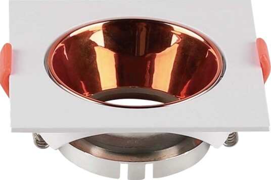 V Tac GU10 innfellingsspot   Firkantet hvit med rose gold reflektor PC plast hull: Ø7,2 cm 8,5 x 8,5 cm IP20 innendørs