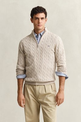 GANT Cotton Cable Half Zip Beige XXXL GANT Cotton Cable Half Zip Beige XXXL