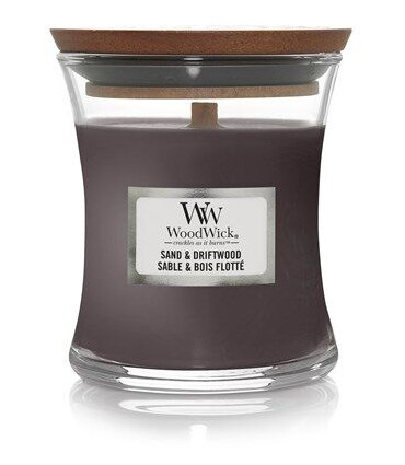 WoodWick Scented candle with wooden lid - Sand & Driftwood