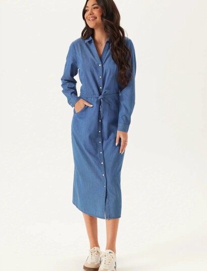 Bubbleroom Denim Shirt Dress Blue 32 34