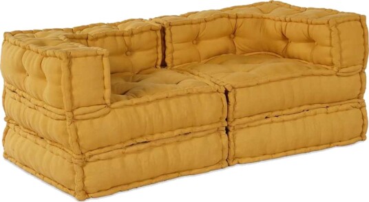 vidaXL Modulsofa-enhet 2 pcs Gul 140 x 70 x 56 cm Stoff