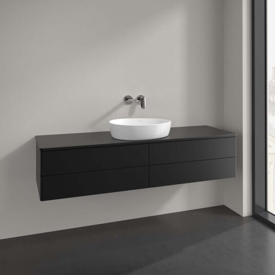 Villeroy & Boch  Antao Servantskap med 4 skuffer 160x50x36 cm m/lys Sort Matt