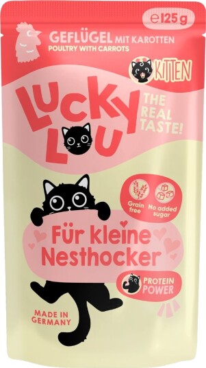 Lucky Lou Våtfôr Kitten Fjørfe 48 X 125 G