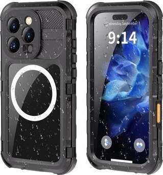iPhone 16 Pro Shellbox M Series IP68 vanntett deksel - dykkerdeksel med MagSafe-kompatibilitet - Svart