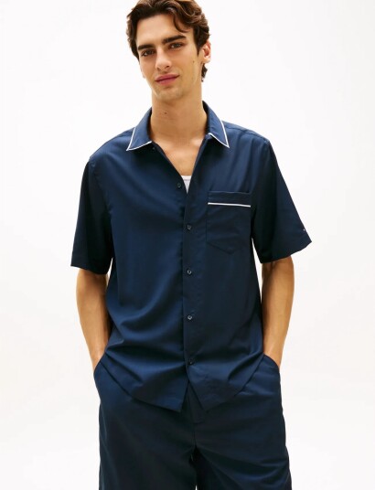 Tommy Hilfiger Dc Summer Wool  S/S/ Shirt Navy XXL