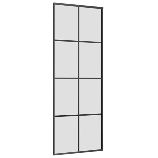vidaXL Skyvedør med monteringssett svart 76x205 cm ESG-glass