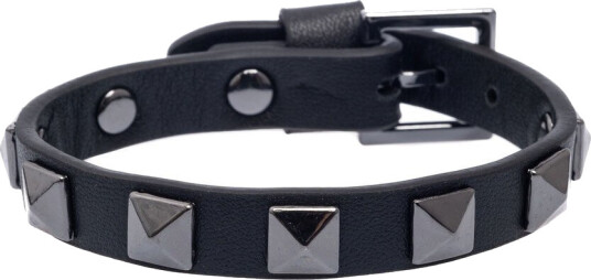 DARK Leather Stud Bracelet Black With Gun