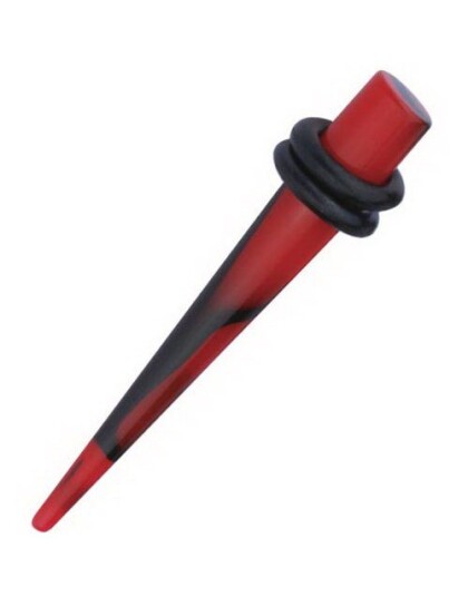 Spike Expander Rød og Svart Akryl Piercing 4 x 37 mm