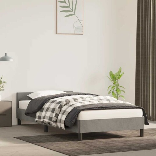  Sengeramme uten madrass lysegrå 90x190 cm Single fløyel