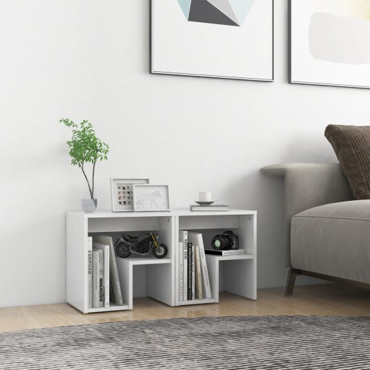 vidaXL Nattbord 2 stk hvit 40x30x40 cm sponplate