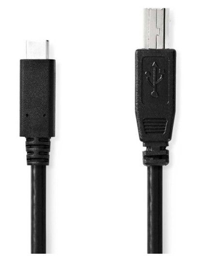 Nedis USB-kabel | USB 2.0 | USB-C™ Hann | USB-B Han | 480 Mbps | Nikkel belagt | 2.00 m | Rund | PVC | Sort | Boks