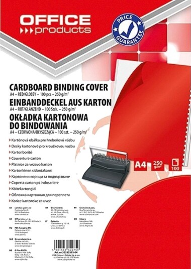 Office Products Bindomslag A4 Kartong 250 G/M² Blanke 100 Stk. Rød