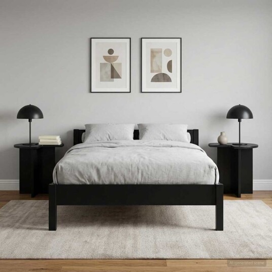 vidaXL Sidetabell 2 pcs Svart eik Ø 39 x 38 cm Konstruert tre
