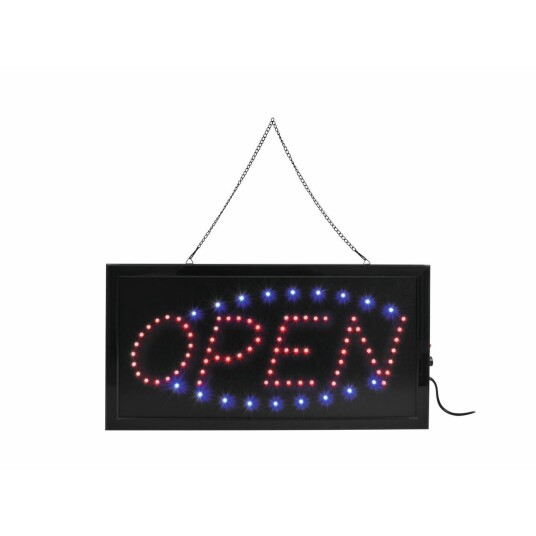 EuroLite Led Sign Open Classic Statisk + Run Funksjon Blått Lys