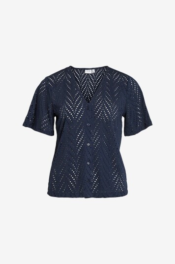 Vila - Bluse viDelaia V-neck S/S - Blå