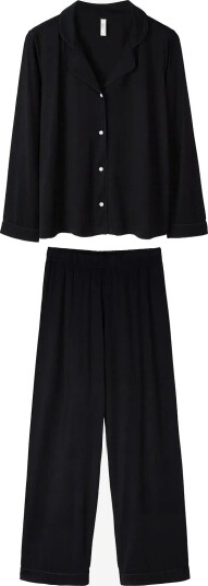 Desmond and Dempsey Tigress Jersey Long Pyjama Set   BLACK   L