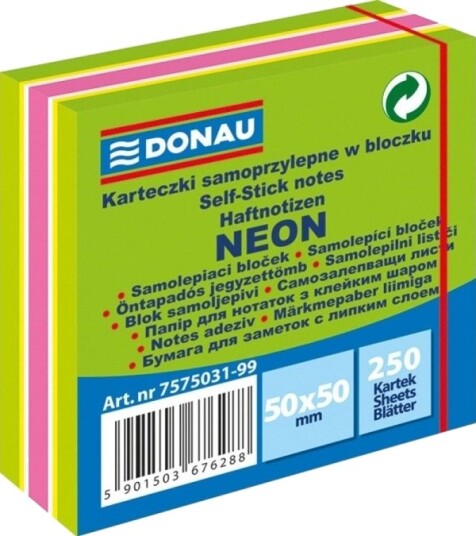Donau Kostka Selvklebende Lapper Donau 50×50 Mm 1×250 Stk Grønn Mix Neon Pastell 7575031Pl 99