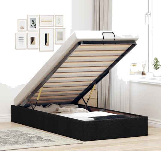  Ottoman sengeramme uten madrass svart Single stoff 8721158457059