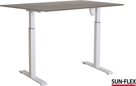 Sun-Flex® Easydesk Adapt L, Pure White, Grå Laminat, 140*80 Cm