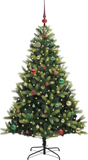  Kunstig Hengt Julegran med 150 LED lys grønn 150 cm PVC og PE