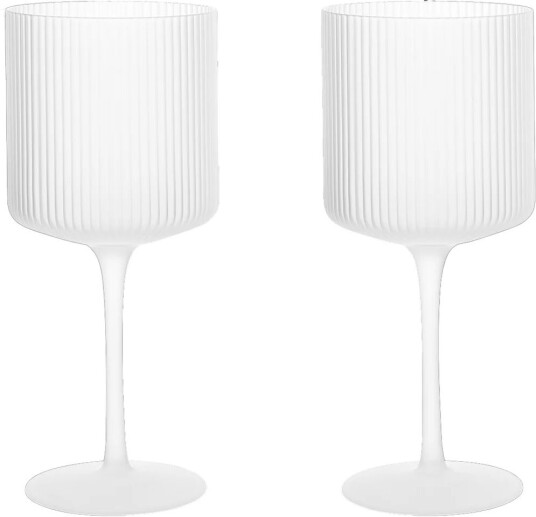 Ferm Living Ripple rødvinsglass 32,5 cl 2-pakning Frosted Ferm Living Ripple rødvinsglass 32,5 cl 2-pakning Frosted