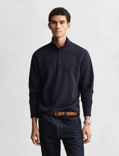 GANT Light Sacker Half Zip - Navy - XXL